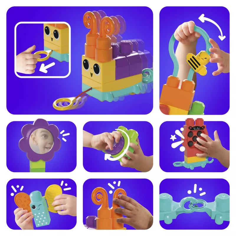 Būvēšanas komplekts MEGA BLOKS Move 'n Groove Caterpillar no MATTEL — 30 gabali, plastmasa, daudzkrāsains, vecums 1+