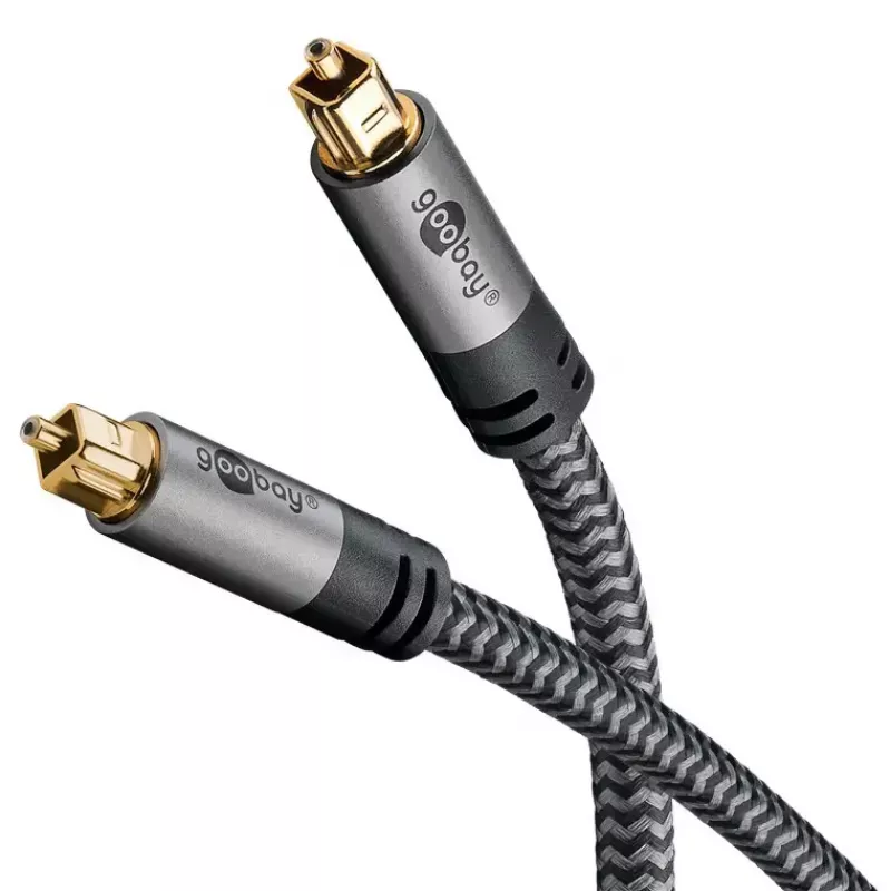 Digitālais optiskais audio kabelis WENTRONIC Goobay 65305 TOSLINK uz TOSLINK 2 m, varš, apzeltīti kontakti, melns/sudrabains