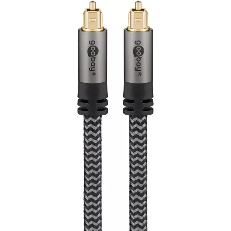 Digitālais optiskais audio kabelis WENTRONIC Goobay 65305 TOSLINK uz TOSLINK 2 m, varš, apzeltīti kontakti, melns/sudrabains