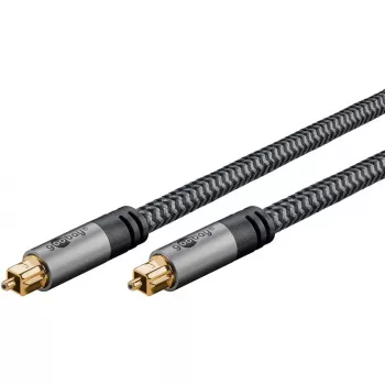Digitālais optiskais audio kabelis WENTRONIC Goobay 65305 TOSLINK uz TOSLINK 2 m, varš, apzeltīti kontakti, melns/sudrabains