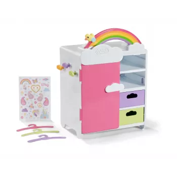 Leļļu skapis zapf creation BABY born Rainbow Wardrobe — lellēm, gaismas efekti, nepieciešamas 3×AAA baterijas, ieteicamais vecums 3+