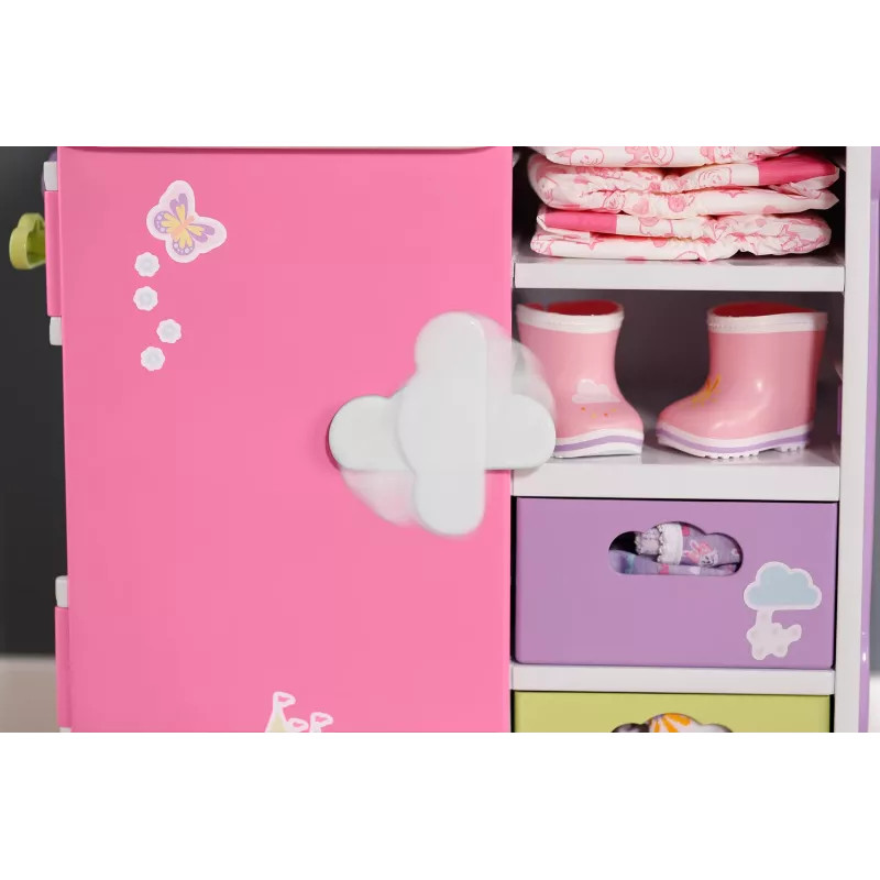 Leļļu skapis zapf creation BABY born Rainbow Wardrobe — lellēm, gaismas efekti, nepieciešamas 3×AAA baterijas, ieteicamais vecums 3+