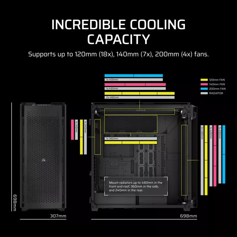 CORSAIR datora korpuss - 9000D RGB Airflow Super pilntornis