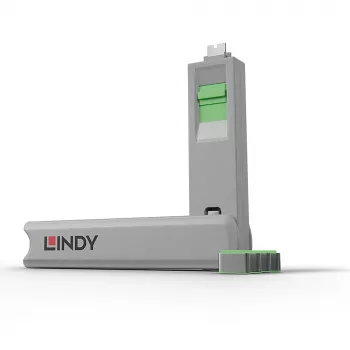 Porta bloķētāja atslēga Lindy USB Type C Port Blocker Key Pack of 4 zaļa