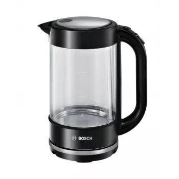 Elektriskā tējkanna Bosch TWK70B03 1,7 L, 2400 W, stikla korpuss, melns/caurspīdīgs