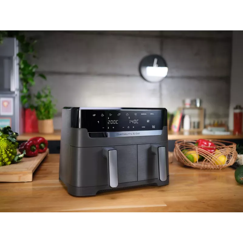Tefal Dual Easy Fry & Grill EY905B Double 8.3 L stacionārā 2700 W karstā gaisa fritiere pelēka
