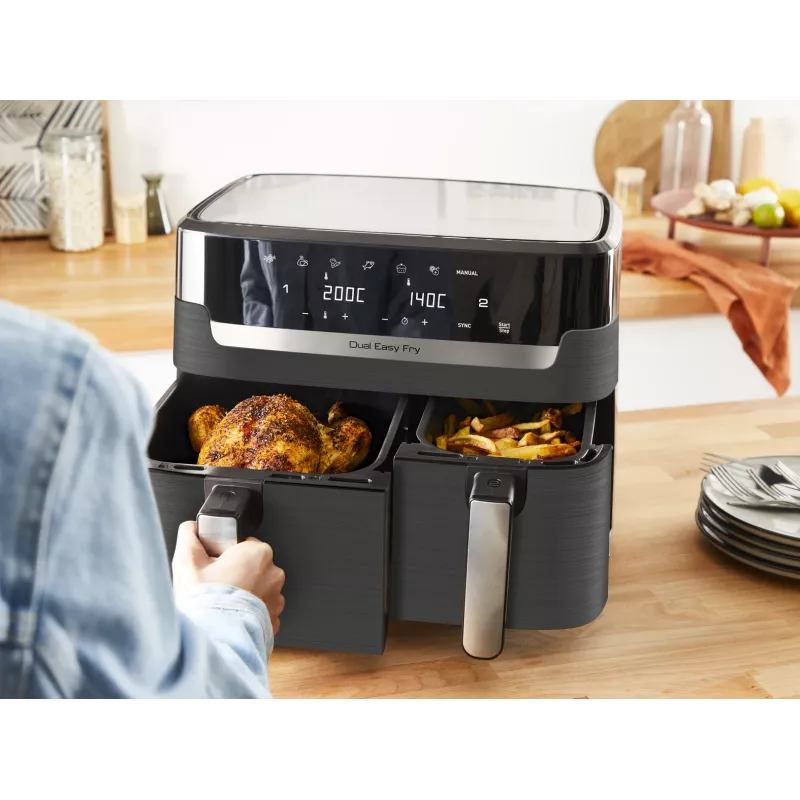 Tefal Dual Easy Fry & Grill EY905B Double 8.3 L stacionārā 2700 W karstā gaisa fritiere pelēka