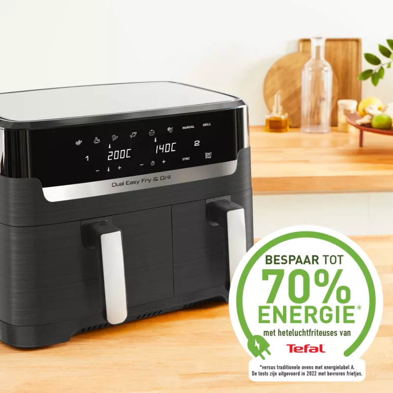Tefal Dual Easy Fry & Grill EY905B Double 8.3 L stacionārā 2700 W karstā gaisa fritiere pelēka