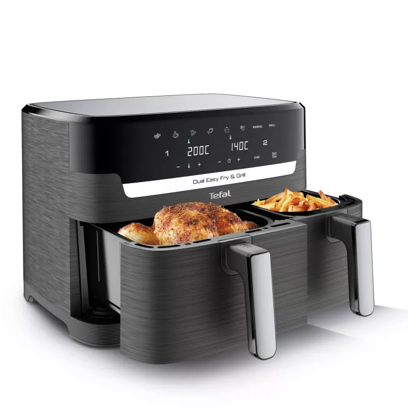 Tefal Dual Easy Fry & Grill EY905B Double 8.3 L stacionārā 2700 W karstā gaisa fritiere pelēka