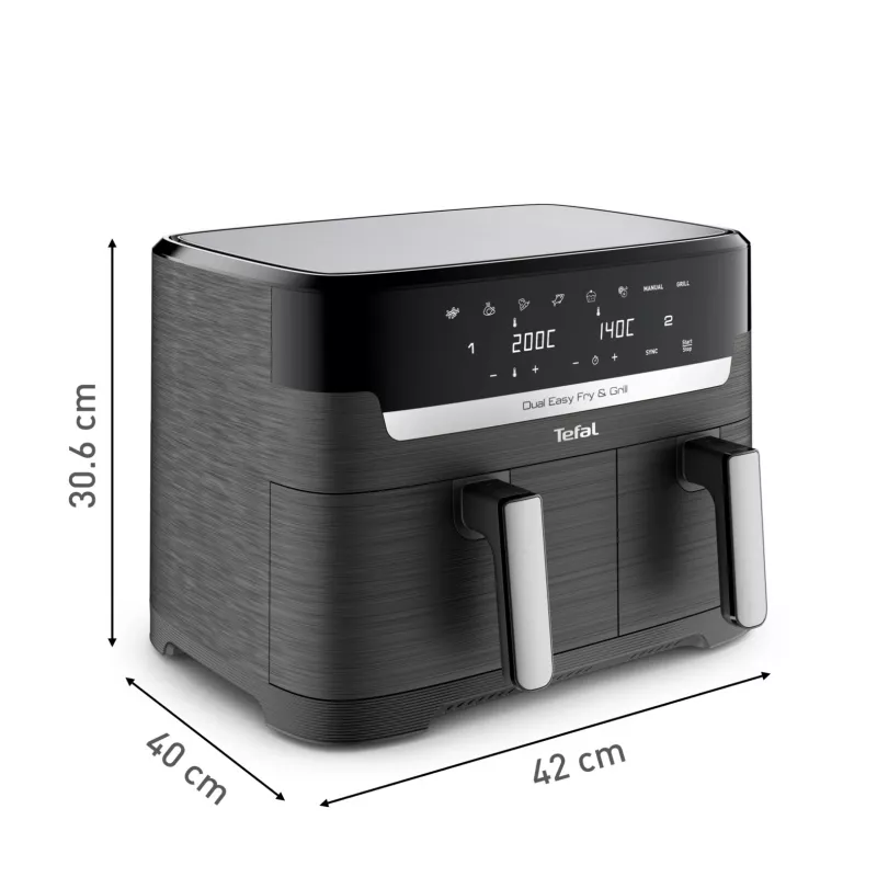Tefal Dual Easy Fry & Grill EY905B Double 8.3 L stacionārā 2700 W karstā gaisa fritiere pelēka