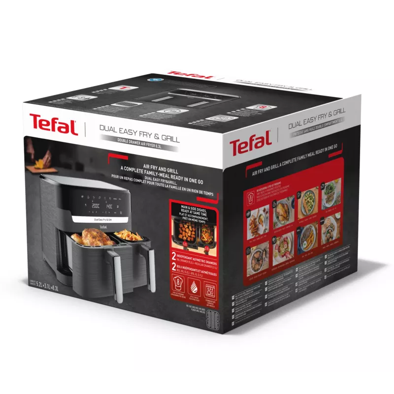 Tefal Dual Easy Fry & Grill EY905B Double 8.3 L stacionārā 2700 W karstā gaisa fritiere pelēka