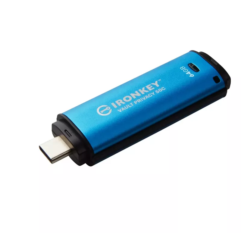 Kingston Technology IronKey 64GB USB-C Vault Privacy 50C AES-256 šifrēts, FIPS 197