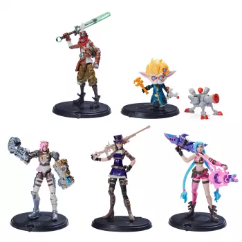League of Legends, Duālo pilsētu komplekts ar ekskluzīvām Jinx, Heimerdinger, Vi, Caitlyn un Ekko, 4 collu kolekcionējamām figūrām, aksesuāriem, no 12 gadu vecuma