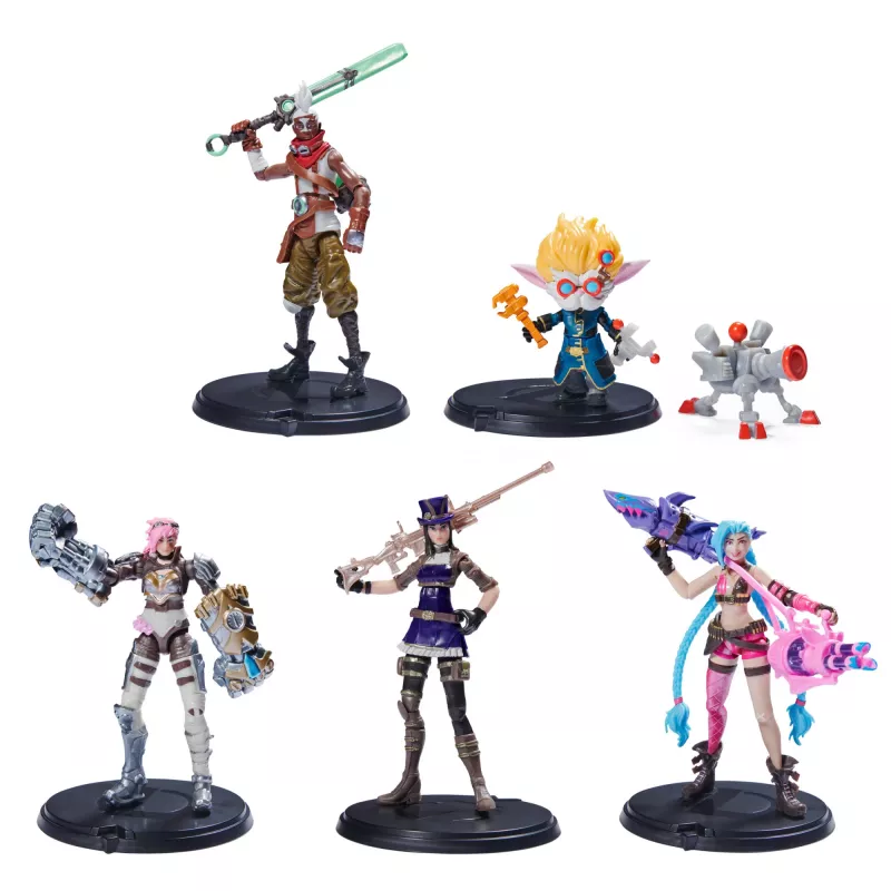 League of Legends, Duālo pilsētu komplekts ar ekskluzīvām Jinx, Heimerdinger, Vi, Caitlyn un Ekko, 4 collu kolekcionējamām figūrām, aksesuāriem, no 12 gadu vecuma