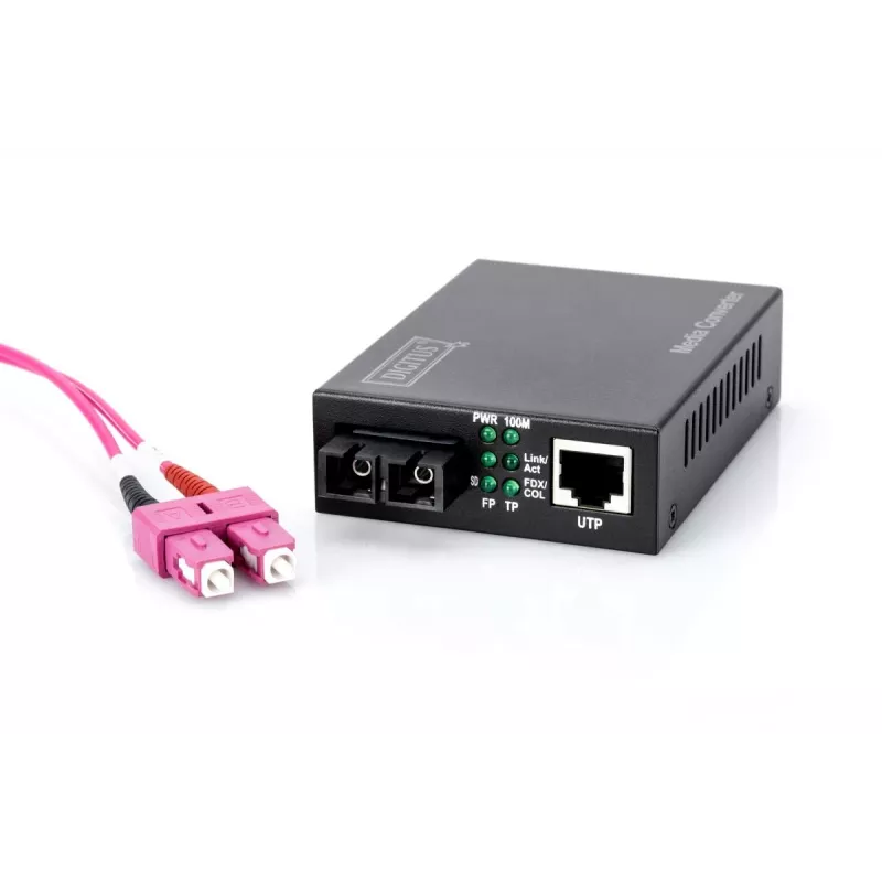 DIGITUS multivides pārveidotājs, daudzmodu 10/100Base-TX uz 100Base-FX, ietverot barošanas bloku SC savienotājs, līdz 2 km