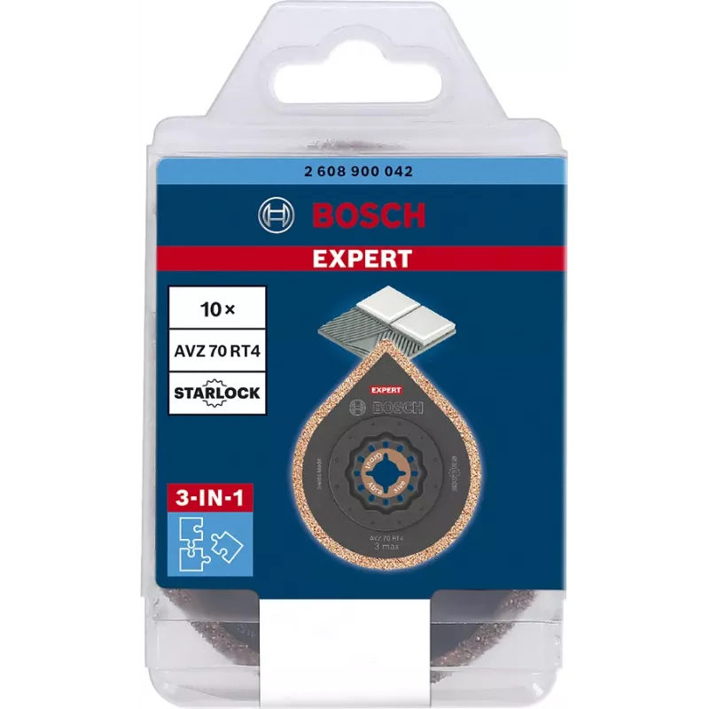 BOSCH javas noņemšanas instruments Expert AVZ 70 RT4 Grout + Abrasive, Ø 70 mm, zāģa asmens 10 gab., Carbide-RIFF, griešanas platums 2,5 mm