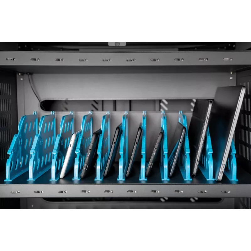 DIGITUS uzlādes ratiņi 15.6in USB-C 30 uzlādes bāzes PDU ventilators 1260 x 824 x 650mm