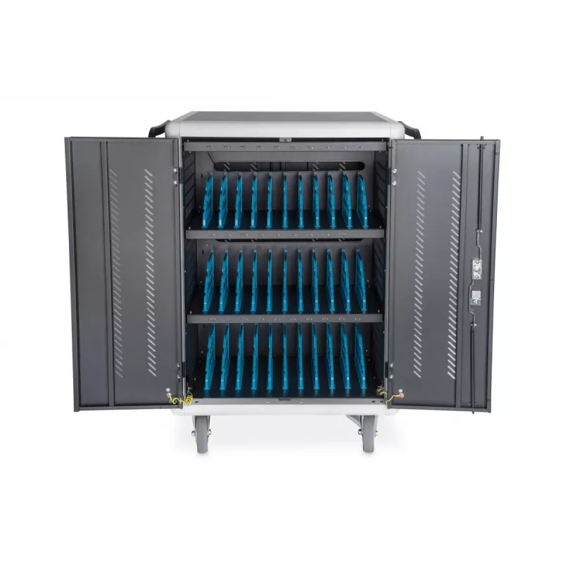 DIGITUS uzlādes ratiņi 15.6in USB-C 30 uzlādes bāzes PDU ventilators 1260 x 824 x 650mm