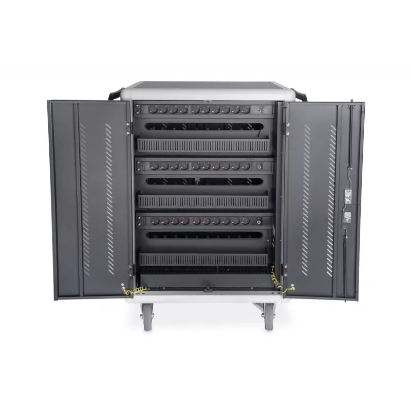 DIGITUS uzlādes ratiņi 15.6in USB-C 30 uzlādes bāzes PDU ventilators 1260 x 824 x 650mm