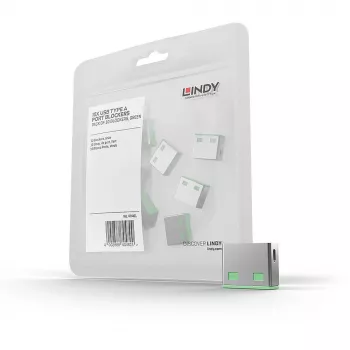 Lindy USB portu bloķētājs (bez atslēgas) - 10 gab. iepakojumā, krāsu kods: zaļš