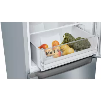 Bosch Serie 2 KGN33NLEB ledusskapis ar saldētavu, brīvi stāvošs, 279 l, No Frost, E, nerūsējošā tērauda
