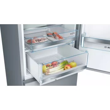 Bosch Serie 6 KGE39ALCA ledusskapis ar saldētavu, brīvi stāvošs, 201 cm, saldētava 94 l, C, nerūsējošā tērauda