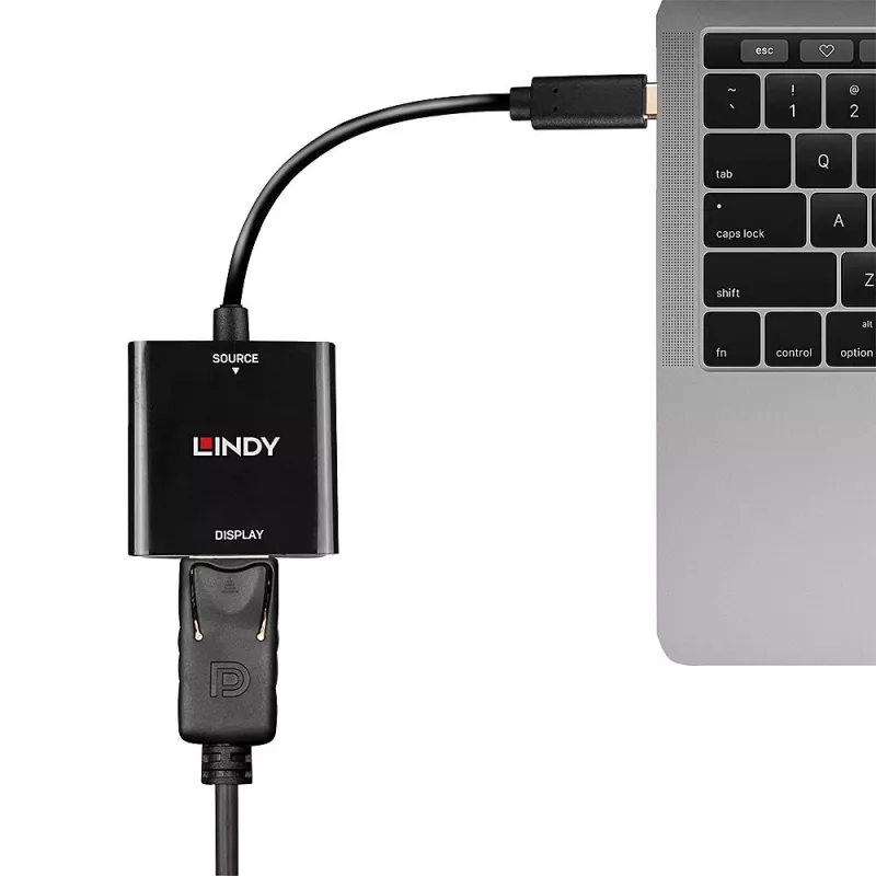 Lindy USB Type C uz DisplayPort 4K144 pārveidotājs, USB Type-C, DisplayPort izeja, 3840 x 2160 pikseļi