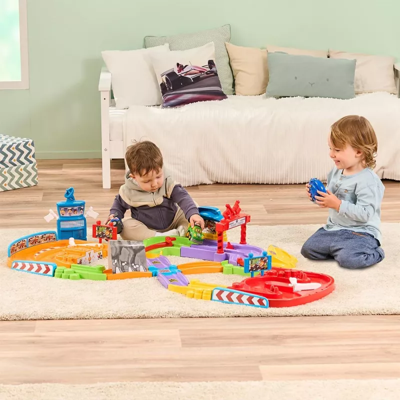 Rotaļu RC auto sacīkšu trase VTech Tut Tut Baby Flitzer – interaktīvs stumj-un-brauc transportlīdzekļu komplekts
