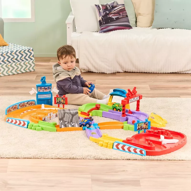 Rotaļu RC auto sacīkšu trase VTech Tut Tut Baby Flitzer – interaktīvs stumj-un-brauc transportlīdzekļu komplekts