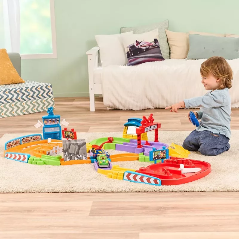 Rotaļu RC auto sacīkšu trase VTech Tut Tut Baby Flitzer – interaktīvs stumj-un-brauc transportlīdzekļu komplekts
