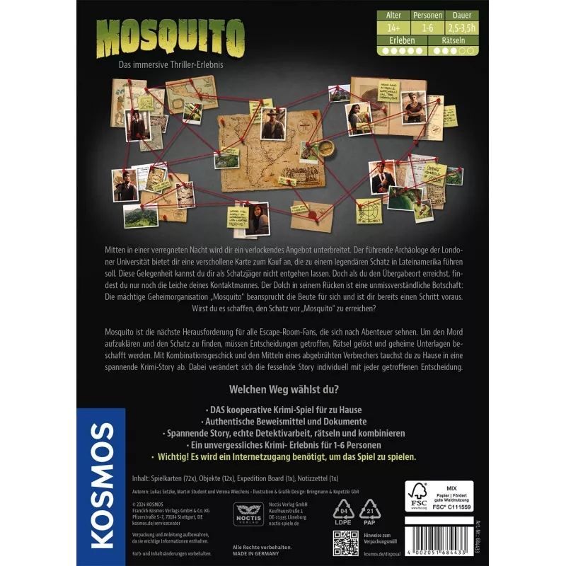 Kosmos Masters of Crime: Mosquito 210 min Galda spēle Ceļojumi/piedzīvojumi