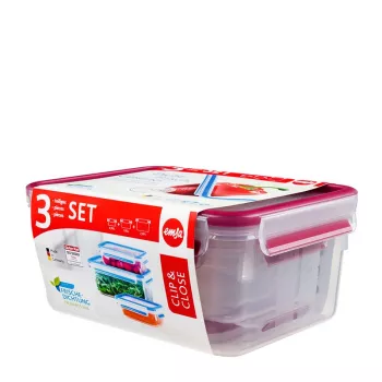 EMSA 508566 pārtikas uzglabāšanas trauks Taisnstūrveida Komplekts Caurspīdīgs 3 gab.