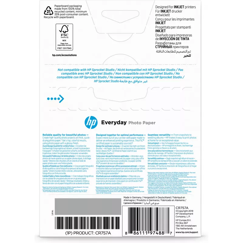 HP Everyday Photo Paper Glossy 200 g/m2 10 x 15 cm (101 x 152 mm) 100 loksnes