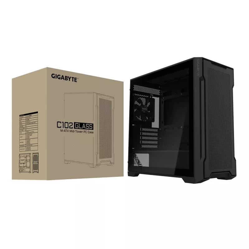 GIGABYTE C102 GLASS Midi Tower Melns