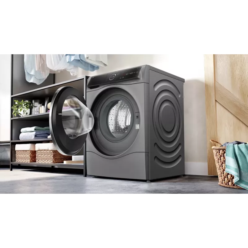 Bosch Serie 8 WNC254AS0 veļas mazgājamā mašīna ar žāvētāju Brīvi stāvoša Ielādēšana no priekšpuses Nerūsējošais tērauds