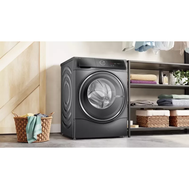 Bosch Serie 8 WNC254AS0 veļas mazgājamā mašīna ar žāvētāju Brīvi stāvoša Ielādēšana no priekšpuses Nerūsējošais tērauds