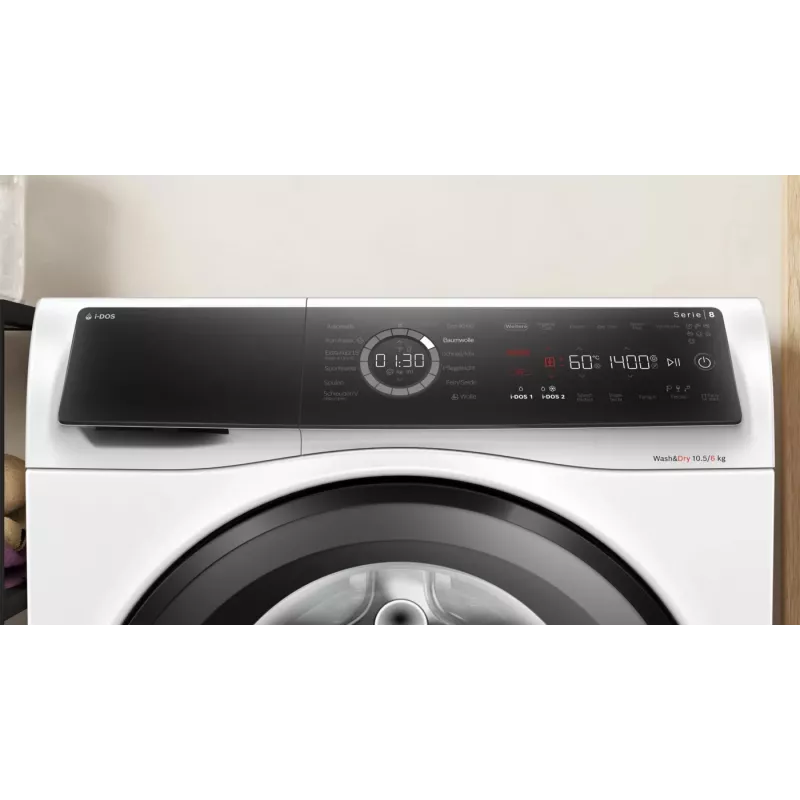 Bosch Serie 8 WNC254A40 mazgāšanas-žāvēšanas iekārta Brīvi stāvoša Ar priekšējo ielādi Balta