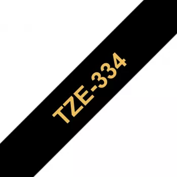 Lentes kasetne Brother TZe334 12mm zelta uz melna
