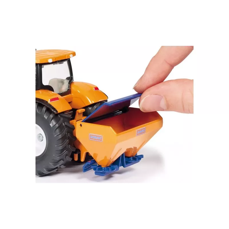 Siku traktors ar sniega vērstuvi un sāls kliedētāju, Traktora modelis, Salikts, 1:50, Metāls, Plastmasa, 3 gadi, Melna, Zila, Oranža