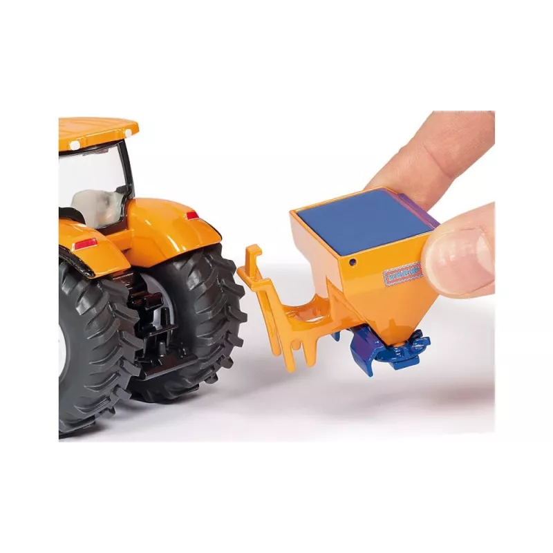 Siku traktors ar sniega vērstuvi un sāls kliedētāju, Traktora modelis, Salikts, 1:50, Metāls, Plastmasa, 3 gadi, Melna, Zila, Oranža