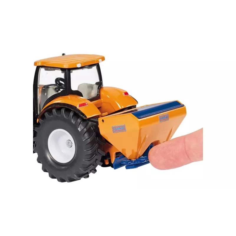 Siku traktors ar sniega vērstuvi un sāls kliedētāju, Traktora modelis, Salikts, 1:50, Metāls, Plastmasa, 3 gadi, Melna, Zila, Oranža