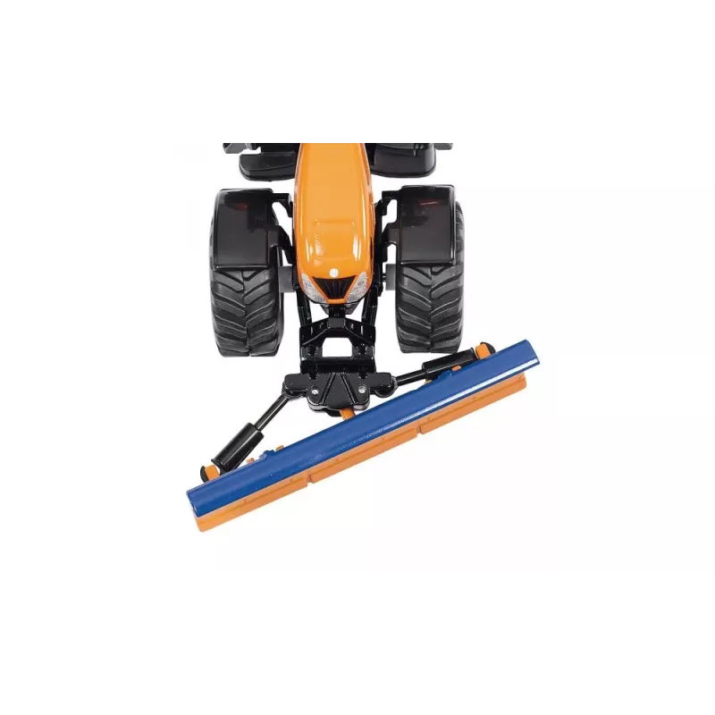 Siku traktors ar sniega vērstuvi un sāls kliedētāju, Traktora modelis, Salikts, 1:50, Metāls, Plastmasa, 3 gadi, Melna, Zila, Oranža