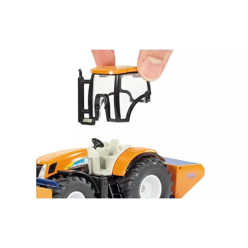 Siku traktors ar sniega vērstuvi un sāls kliedētāju, Traktora modelis, Salikts, 1:50, Metāls, Plastmasa, 3 gadi, Melna, Zila, Oranža