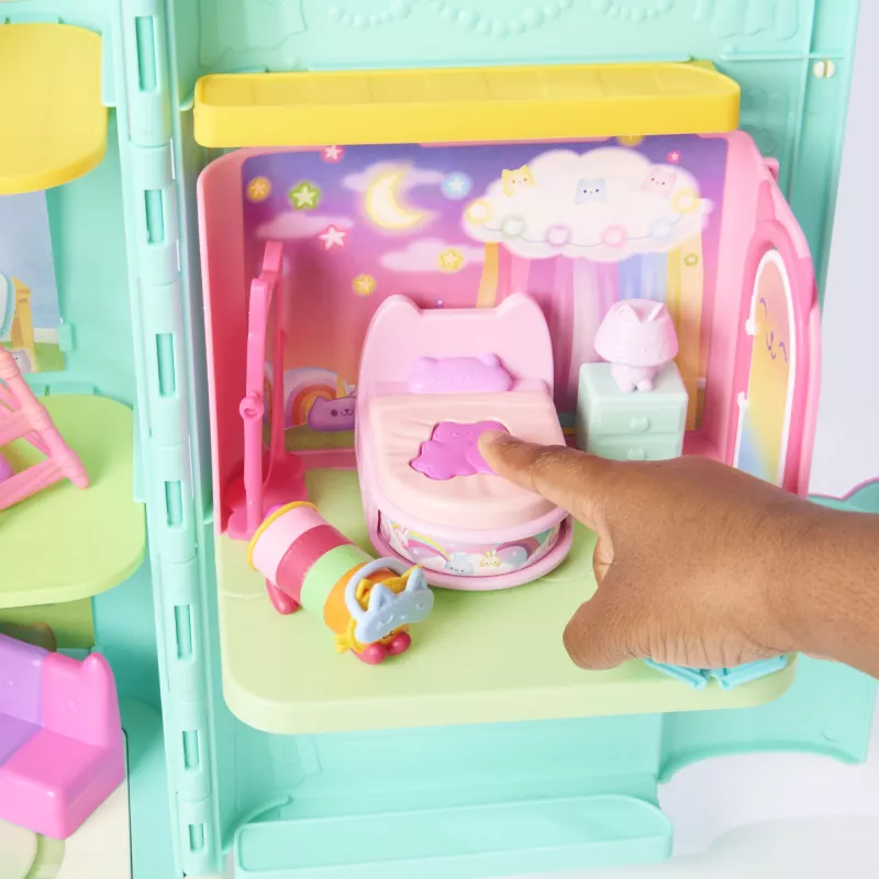 Gabby's Dollhouse, Sweet Dreams guļamistaba ar Pillow Cat figūriņu un 3 aksesuāriem, 3 mēbelēm un 2 piegādēm, rotaļlietas bērniem no 3 gadu vecuma