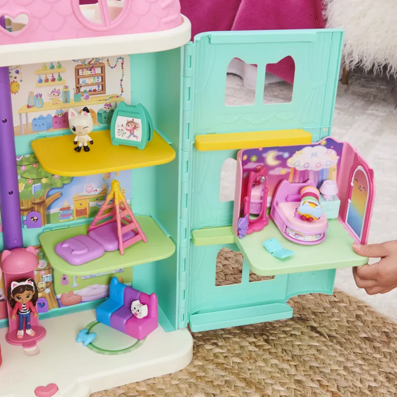 Gabby's Dollhouse, Sweet Dreams guļamistaba ar Pillow Cat figūriņu un 3 aksesuāriem, 3 mēbelēm un 2 piegādēm, rotaļlietas bērniem no 3 gadu vecuma
