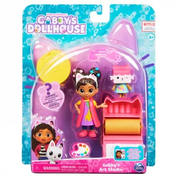 Gabby's Dollhouse , Mākslas studijas komplekts ar 2 rotaļu figūriņām, 2 aksesuāriem, piegādi un mēbeli, rotaļlietas bērniem no 3 gadu vecuma