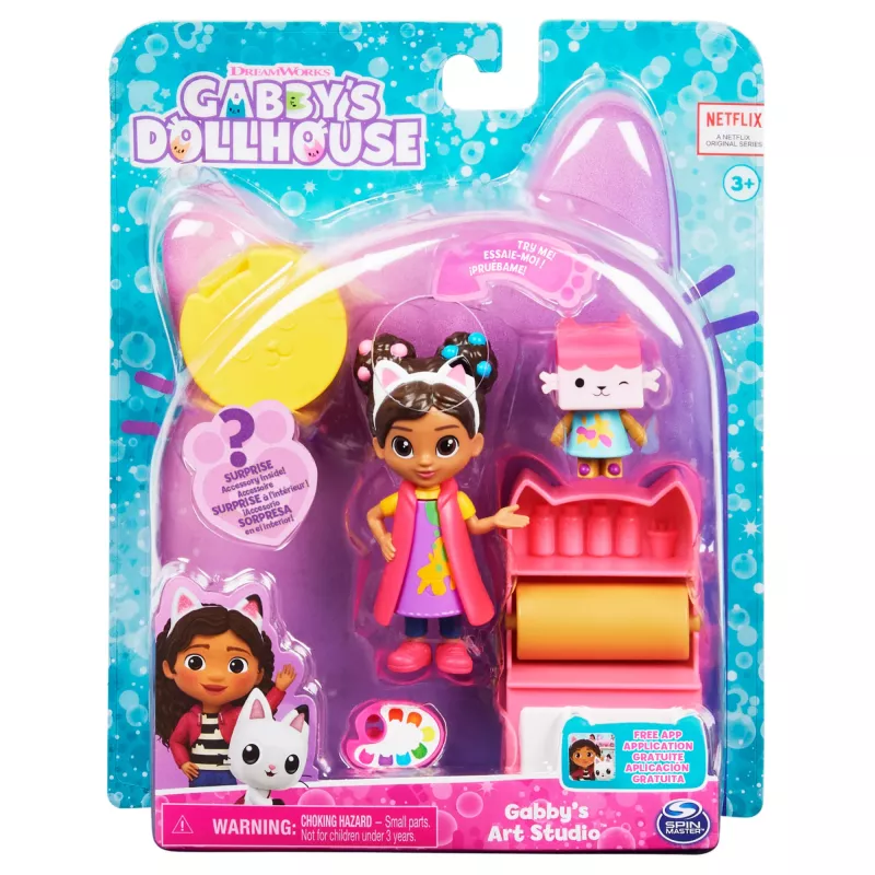 Gabby's Dollhouse , Mākslas studijas komplekts ar 2 rotaļu figūriņām, 2 aksesuāriem, piegādi un mēbeli, rotaļlietas bērniem no 3 gadu vecuma