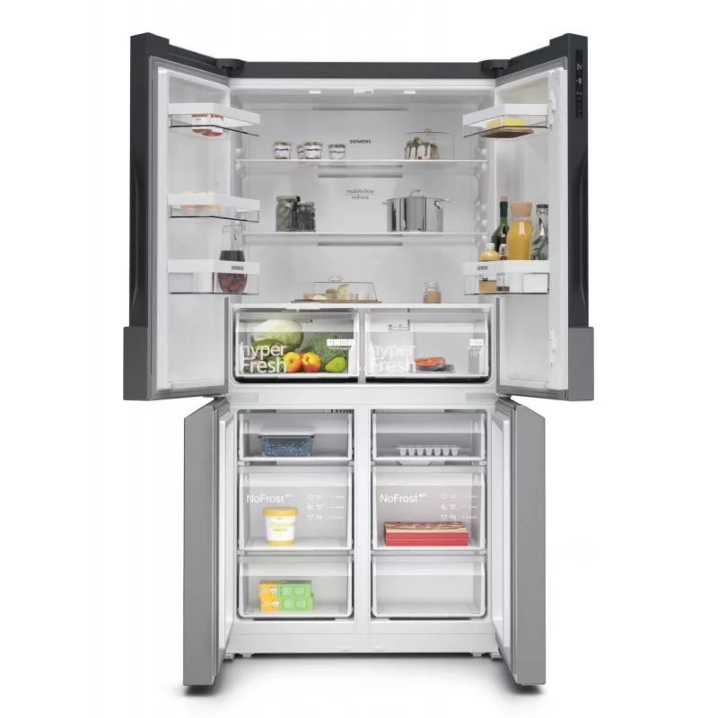 Siemens iQ300 KF96NVPEA ledusskapis ar blakus novietotu saldētavu Brīvi stāvošs 605 L Sudraba