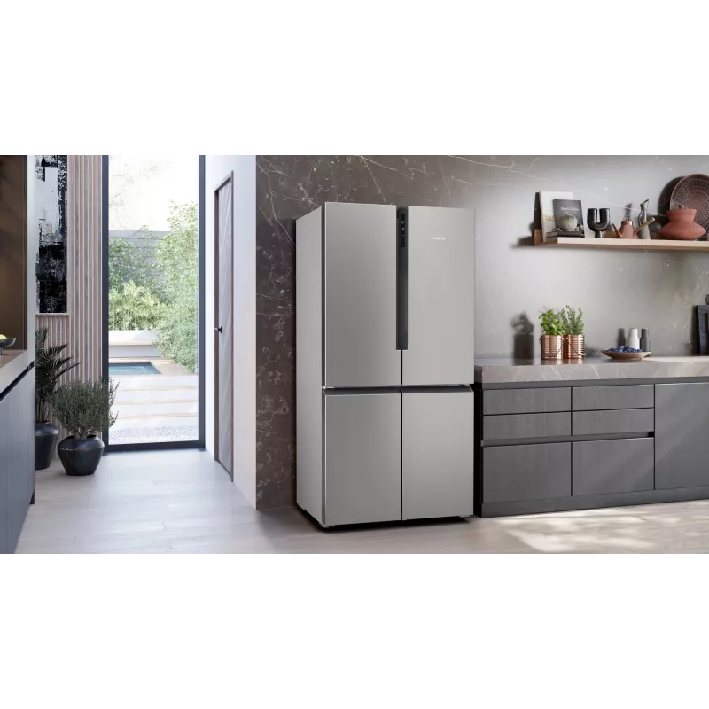 Siemens iQ300 KF96NVPEA ledusskapis ar blakus novietotu saldētavu Brīvi stāvošs 605 L Sudraba