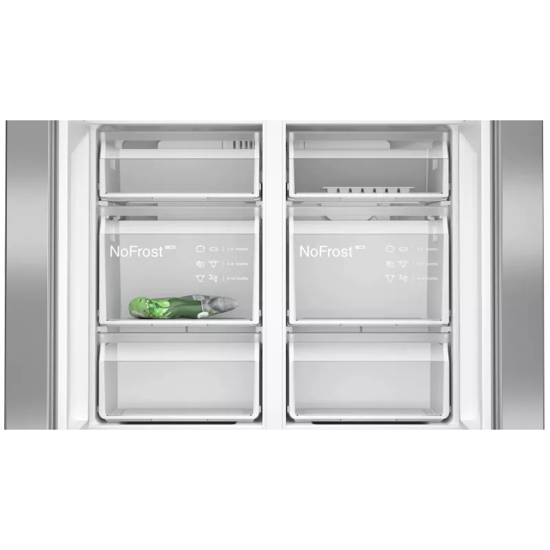Siemens iQ300 KF96NVPEA ledusskapis ar blakus novietotu saldētavu Brīvi stāvošs 605 L Sudraba